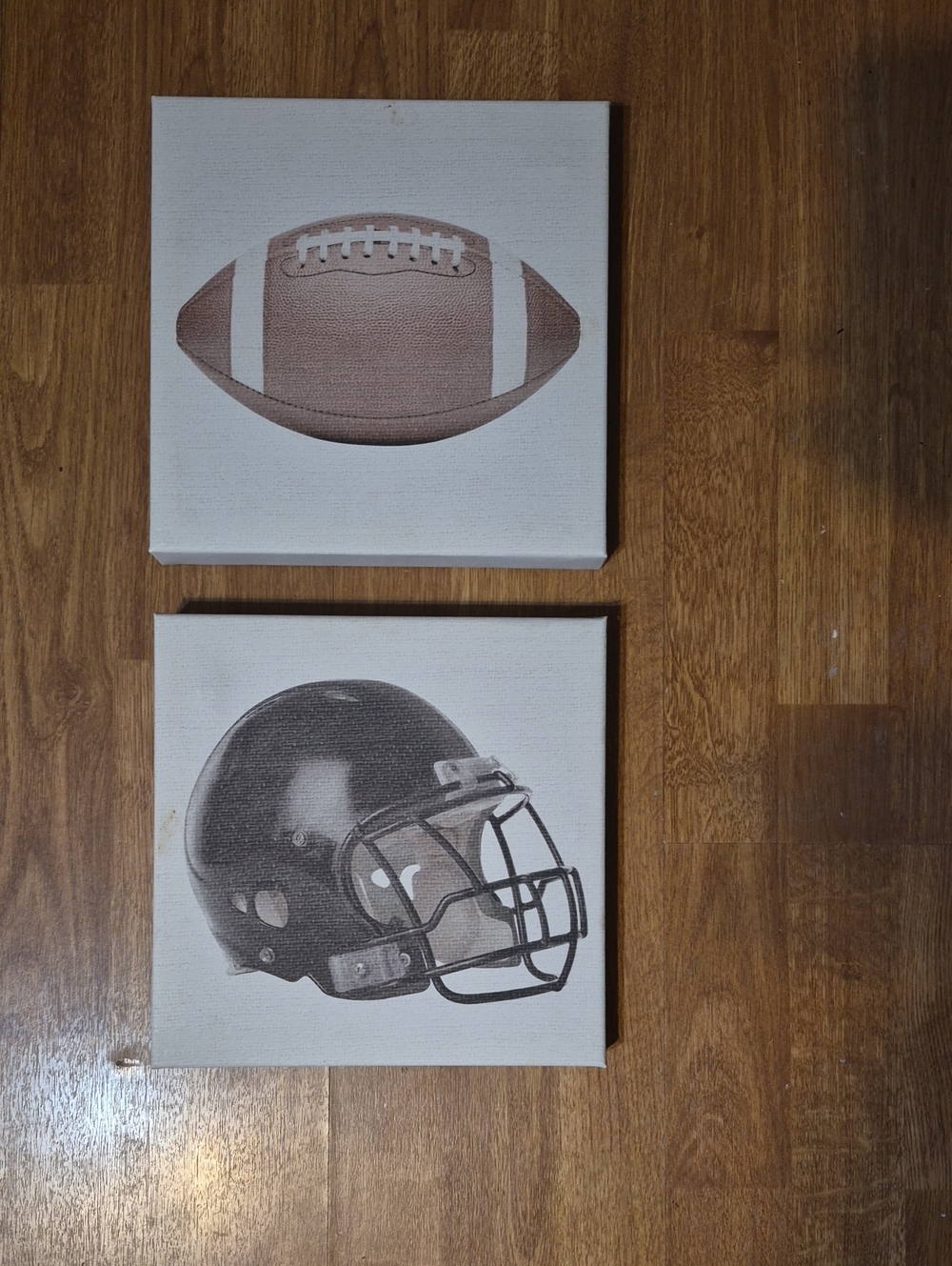 Football & Helmet Canvas Wall Art - Kids Room Or Man Cave Decor